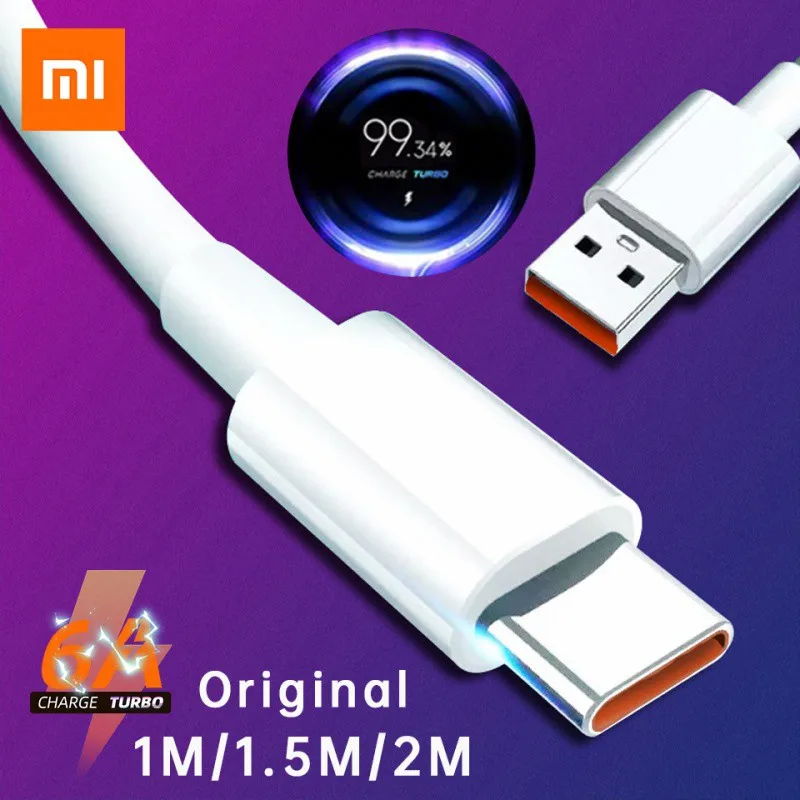 Original Xiaomi USB Type C Cable Phone Turbo Charger 6A USBC Fast Charging Kabel Redmi K40 Pro+ Note 10 Mi 11 PD 120W Xiomi Cord