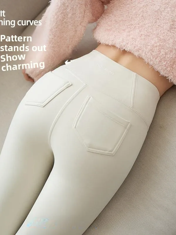 

Женские брюки для йоги Thiened Fce с кетми, осенне-зимние теплые длинные леггинсы для похудения из полиэфирного волокна