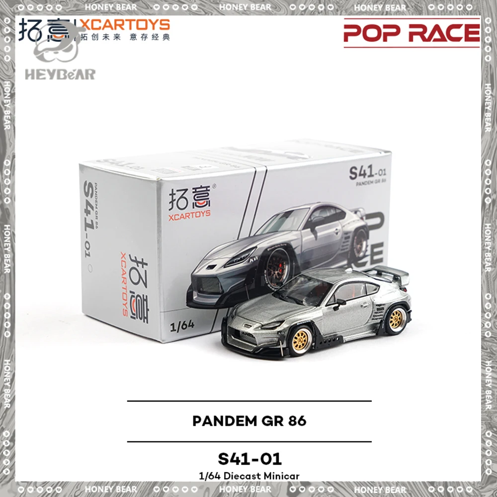 

Xcartoys X Pop Race 1:64 Pandem Gr 86 Silver S41-01 Miniature Diecast Model Car Alloy Car Collection Decoration Halloween Gifts