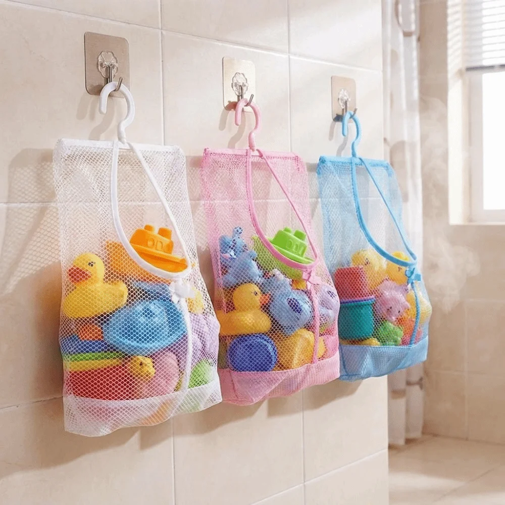 

3PCS Portable Breathable Hanging Mesh Storage Bag Quick Dry with Hook Mesh Storage Basket Space Saving Storage Bag Balcony