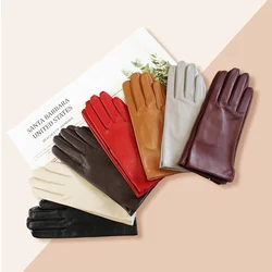 Summer Driving Sheepskin Gloves for Women Touch Screen Color Genuine Leather Fashionable and Simple Motorcycle Riding Gloves