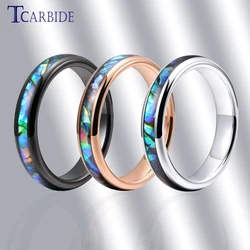 4mm Women Ring Free Shipping Tungsten Wedding Band Abalone Shell Inlay Domed Polished Trendy Jewelry