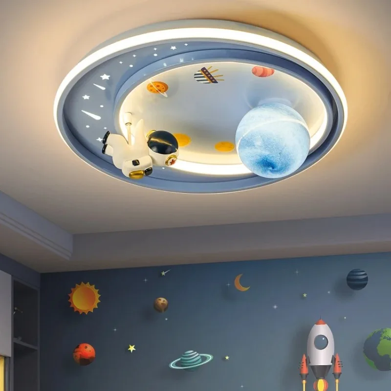 

Creative Round Ceiling Light Moon Astronaut Cartoon Lampshade Kids Baby Bedroom Study Living Room Restaurant Art Decor Luminaire