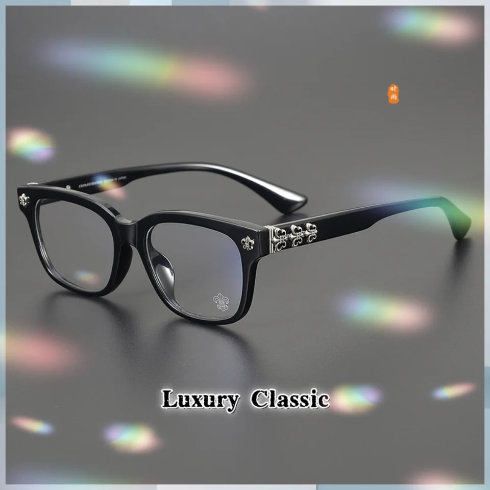 2026 New World Fashion Brand Classic Men's Luxury Glasses Casual Retro Carving Pattern Decoration Women's Acetate Eyeglass Frame