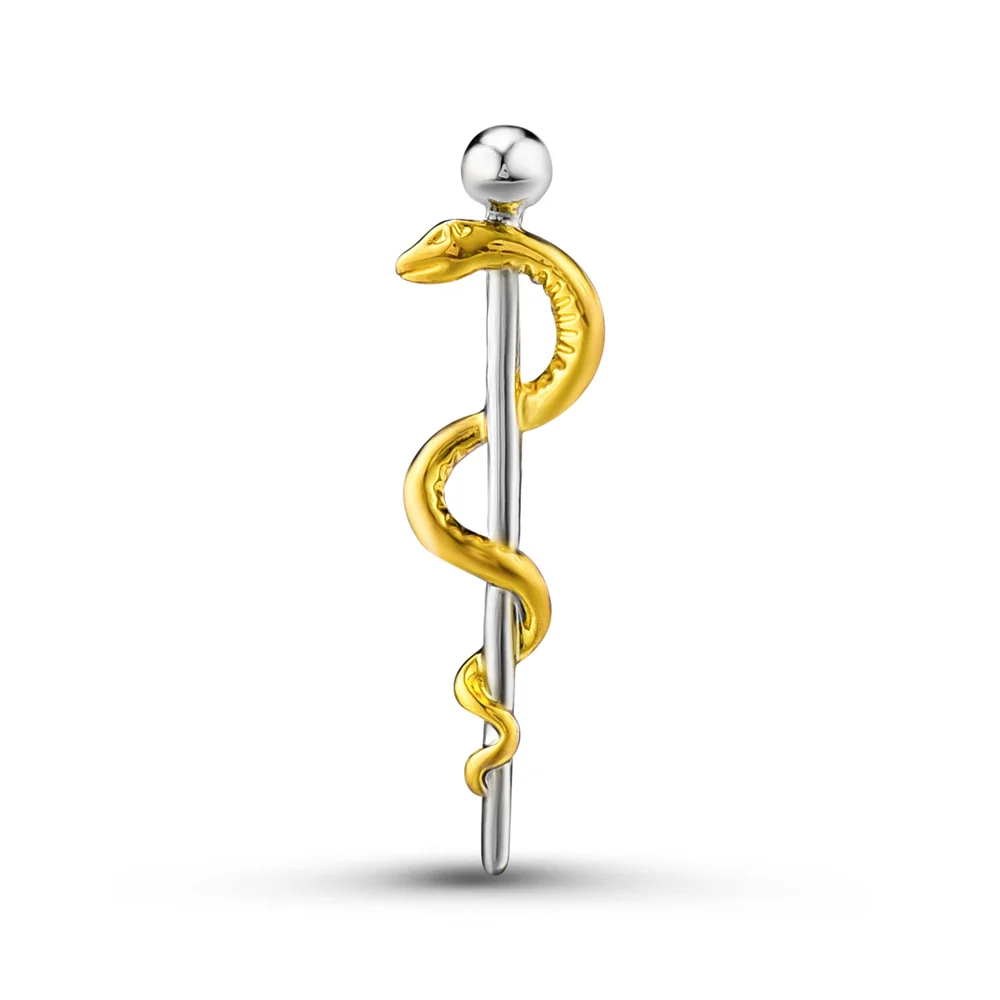 Harong Silver Plated Caduceus Pin Asclepius Medical Student Brooches Lapel Nurse Doctor Badge Exquisite Jewelry Women Gift