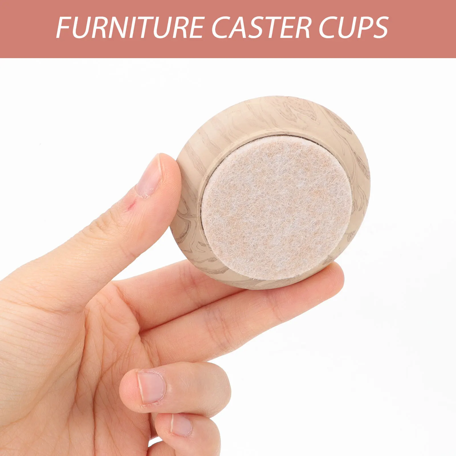 

4pcs Wood Grain Furniture Caster Cups Plastic Round Leg Caps Non-Skid Floor Protectors For Chairs Stools Tables Hardwood