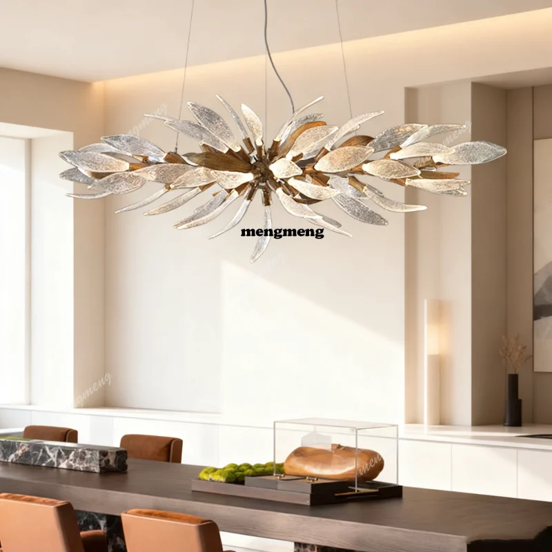 

Light luxury American all-copper glass hotel chandelier simple living room bedroom dining room bar light