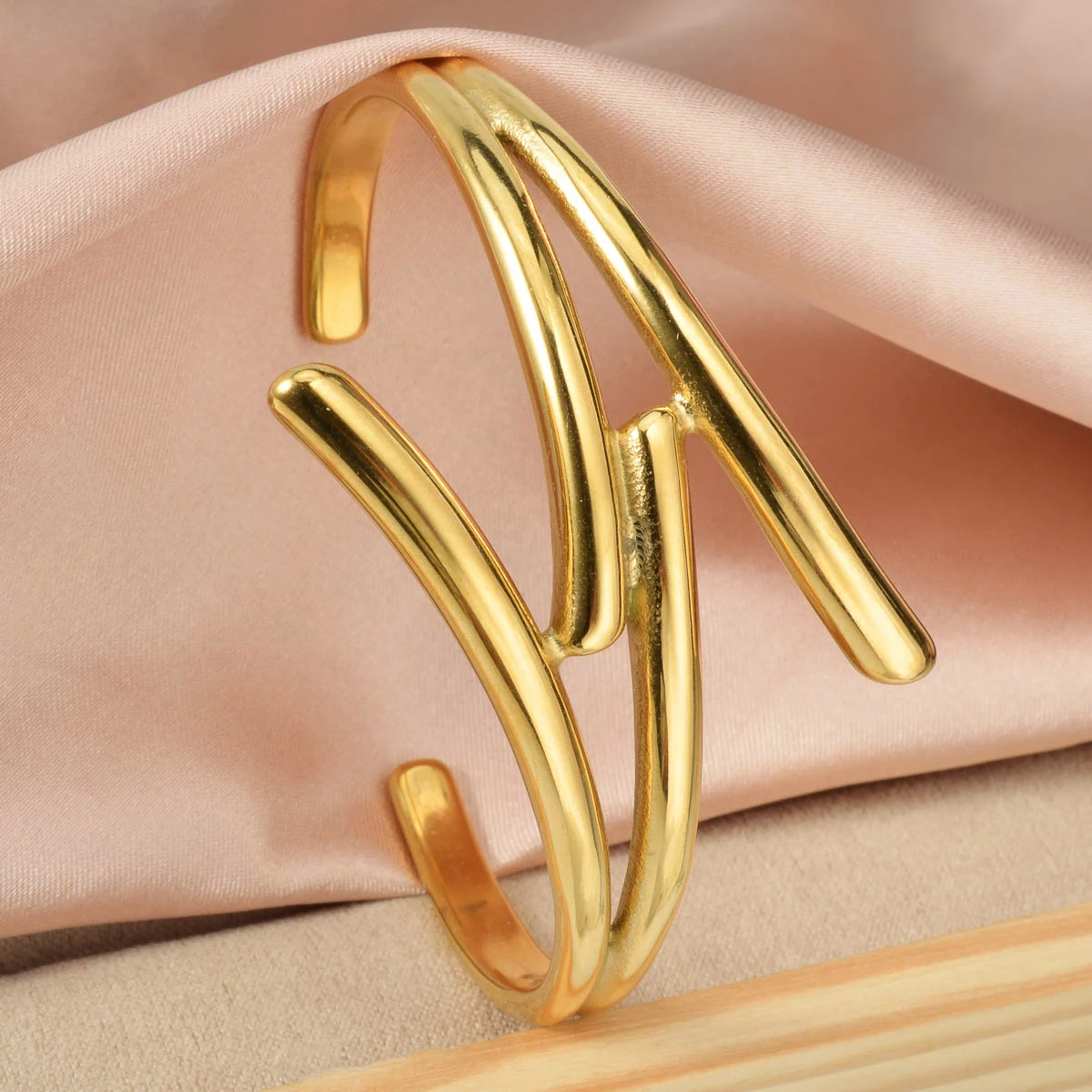 غير النظامية هندسية الفولاذ المقاوم للصدأ سوار تصميم شخصي تفريغ الكفة الإسورة اليد مجوهرات اكسسوارات الرجال النساء