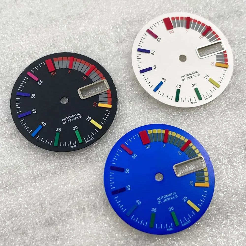 

28.5mm Colorful Dial Suitable for NH36/4R36 Movement Dual Calendar S DIAL High-Quality Watch Modification Accessories