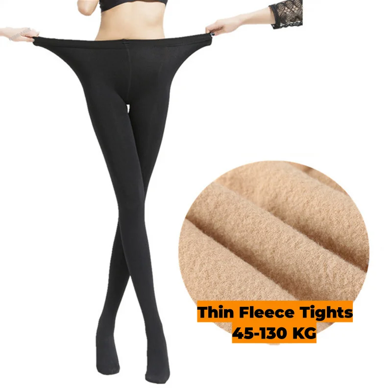 DOIAESKV Plus Size Women Fleece Tight 120D Autumn Warm Winter Insulated Pantyhose High Waist Female Stretchy Slim Thick Stocking