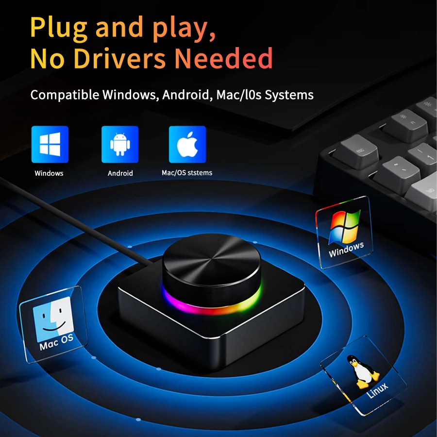 3-IN-1 volumeregelaar Multifunctionele knop Draadloos Bluetooth Mini-toetsenbord PC Computerluidspreker Audio-volumeregelaar
