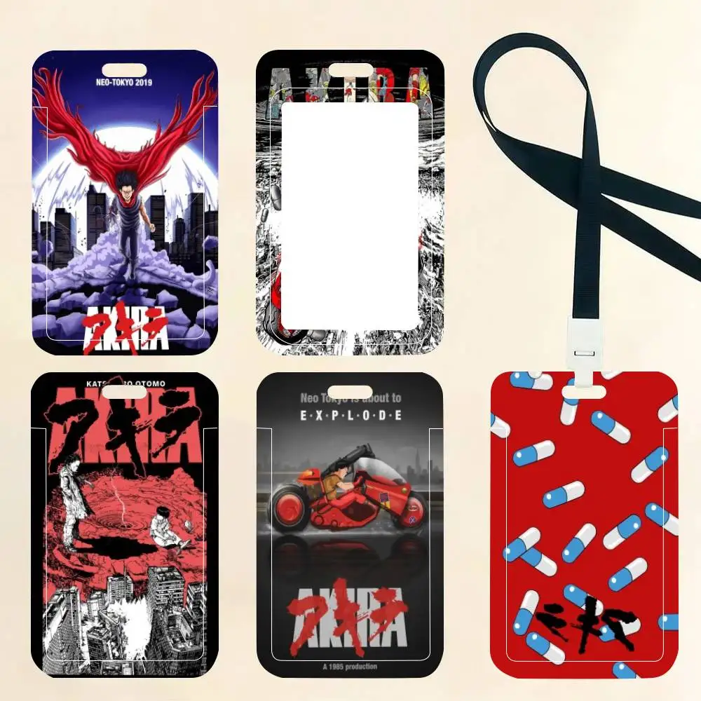 Akira Anime ID Card Holder Neck Strap Pendant Door Badge Holder Lanyards Keychain Work Credential Case Gift