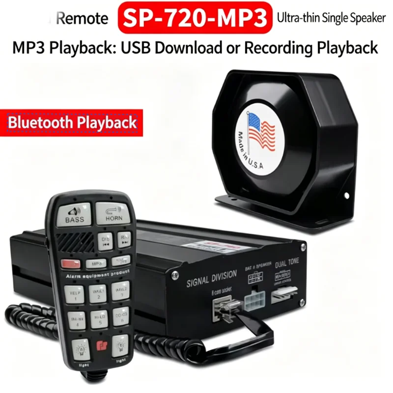 Car Police Siren 300W Car Warning Alarm Horn Polices Emergency With PA Speaker MIC System 12/24v for car Police Fire Siren