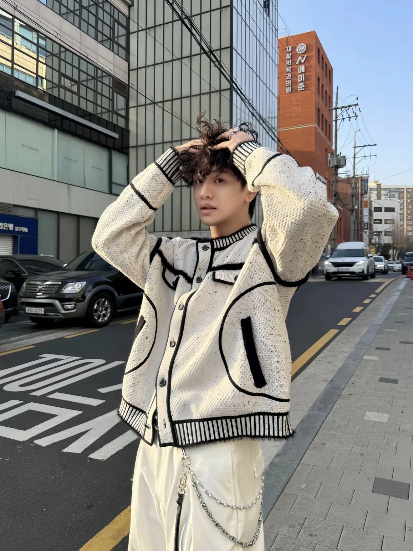 

Зимний вязаный повседневный мужской свитер на пуговицах с тяжелым весом Mark Pen Sle, универсальный свободный крой, длинный све, круглый Ne