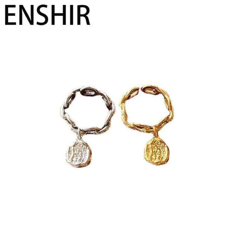 ENSHIR Geometric Irregular Round Pendant Rings for Women Men Trendy Adjustable Jewelry Accessorie Wholesale