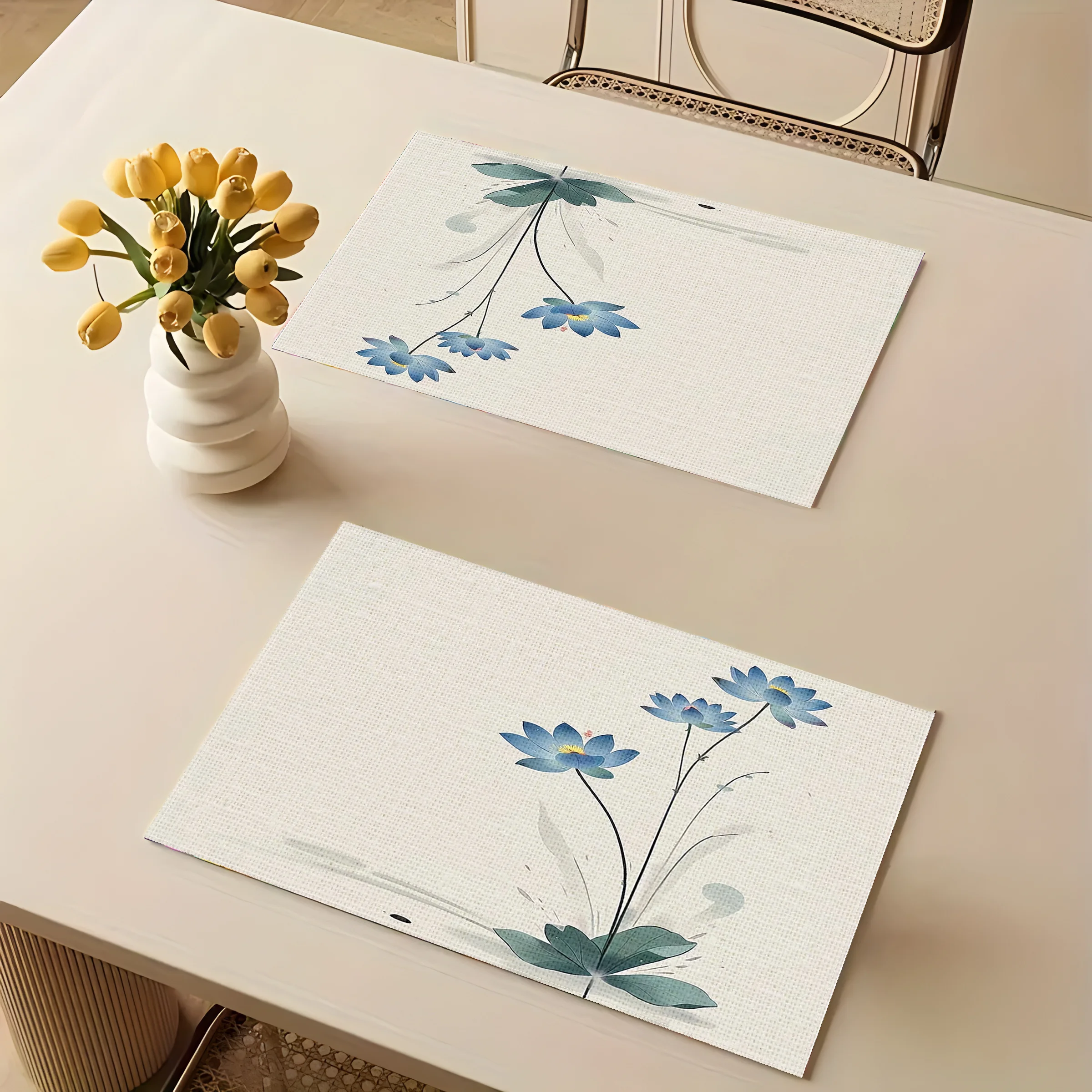 Blue Floral Linen Placemats 3