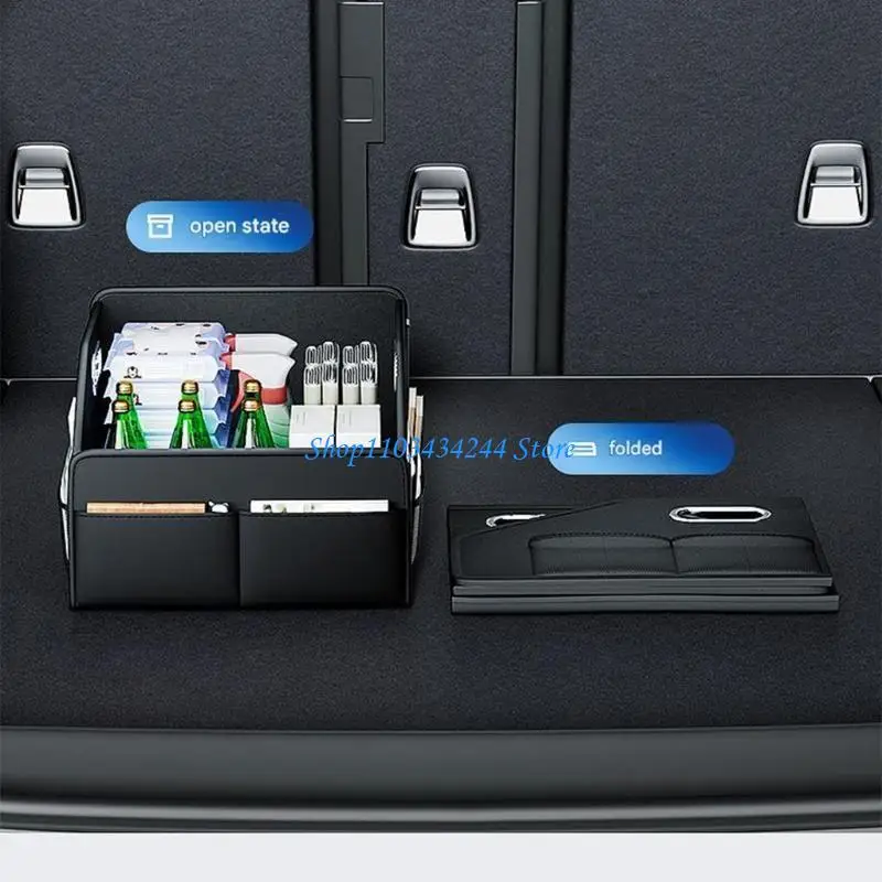 

Portable Automotive Storage Box PU Leather Construction with Side Net Pockets Adjustable Compartments