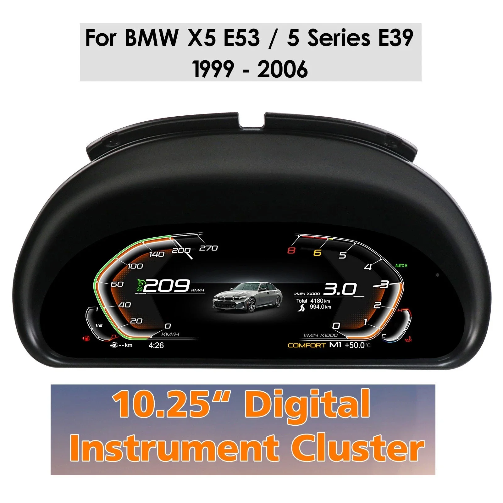 For BMW 5 Series E38 E39 1999-2006 X5 E53 Anti-glare LCD Digital Instrument Cluster Dashboard Speedometer Screen Car Upgrade