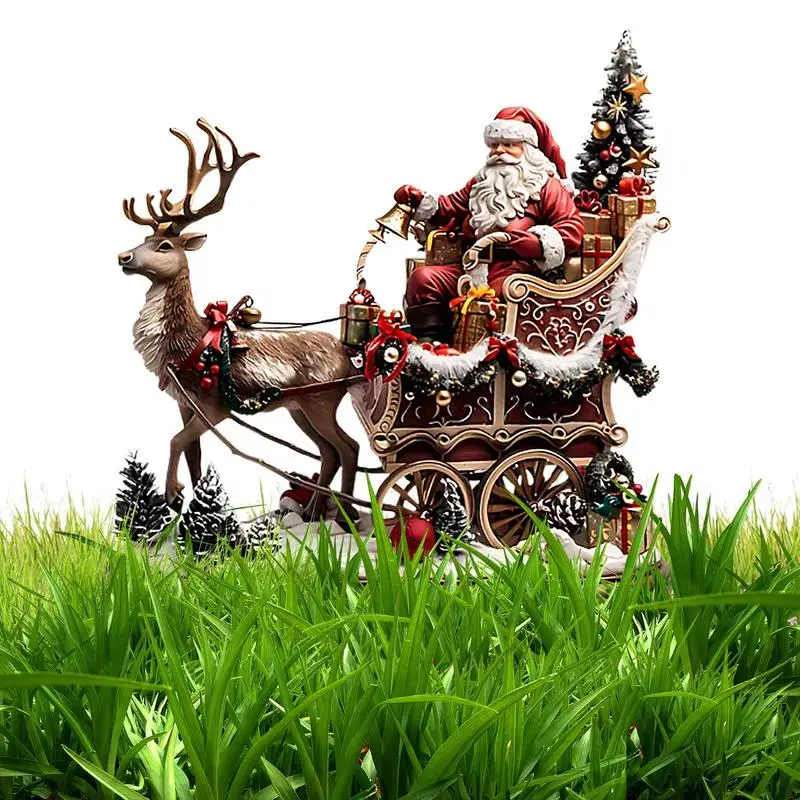 Santa Claus Yard Stake 2D Christmas Cartoon Yard Art Weatherproof Lawn Decor Cute Outdoor Decoration For Landscape Flower Pots