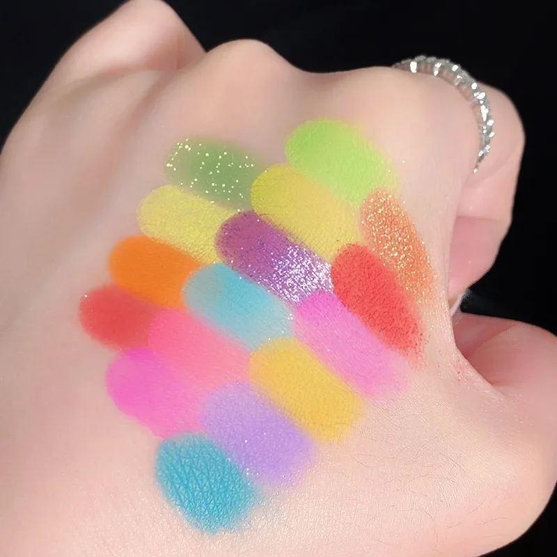 Placa de sombra de ojos de maquillaje de lujo de 16 colores, sombra de ojos nacarada con brillo, paleta definitiva, maquillaje de ojos verde brillante y azul, cosmético
