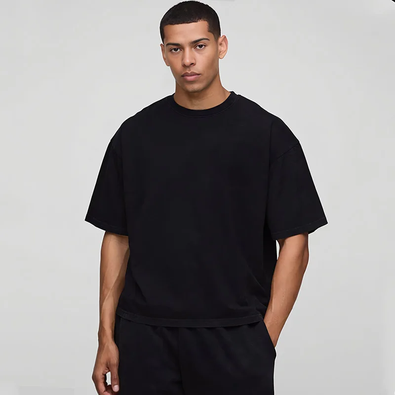 Cross-Border Foreign Trade  European And American Heavyweight Square Short-Sleeve Loose T-Shirt