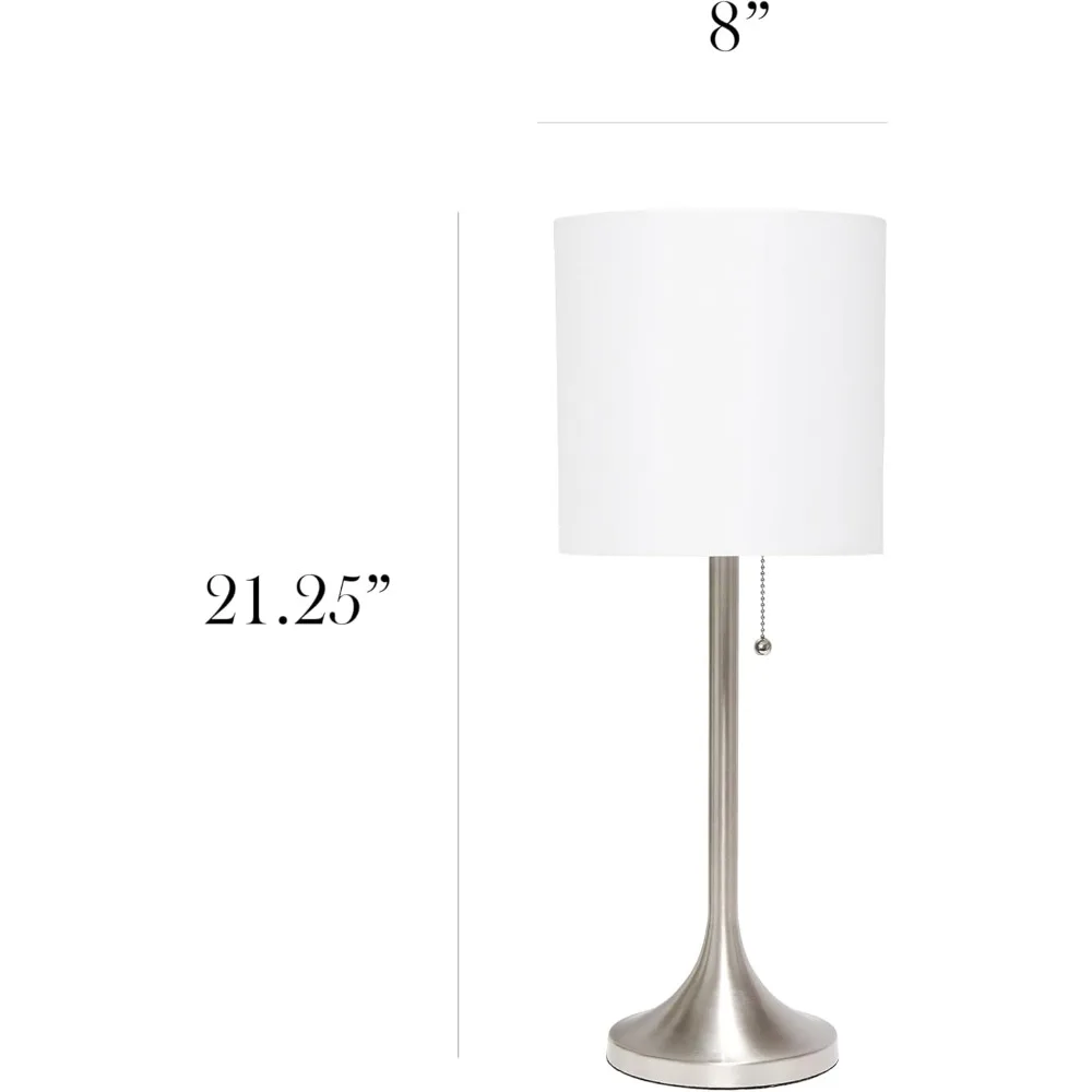 โคมไฟตั้งโต๊ะทรงกระบอกผ้าแบบเรียบง่าย รุ่น lt1076-bnw สีนิกเกิลขัดเงาและสีขาว - (แพ็ค 4 ชิ้น)