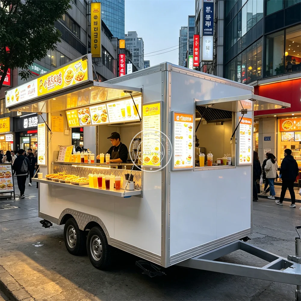 

Mobile Kitchen Trailer Concession Food Trailer Coffee Bar Van Street Catering Kiosk Dessert Food Truck With Full Kitchen System