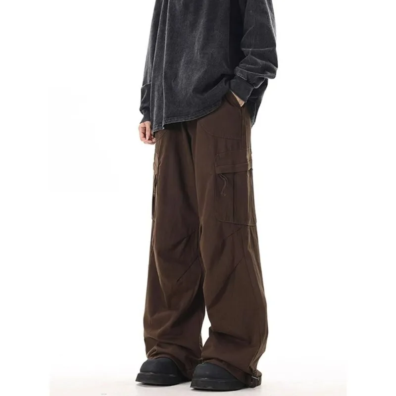 Women Elastic Waist Multi Pocket Loose Wide Leg Cargo Pants