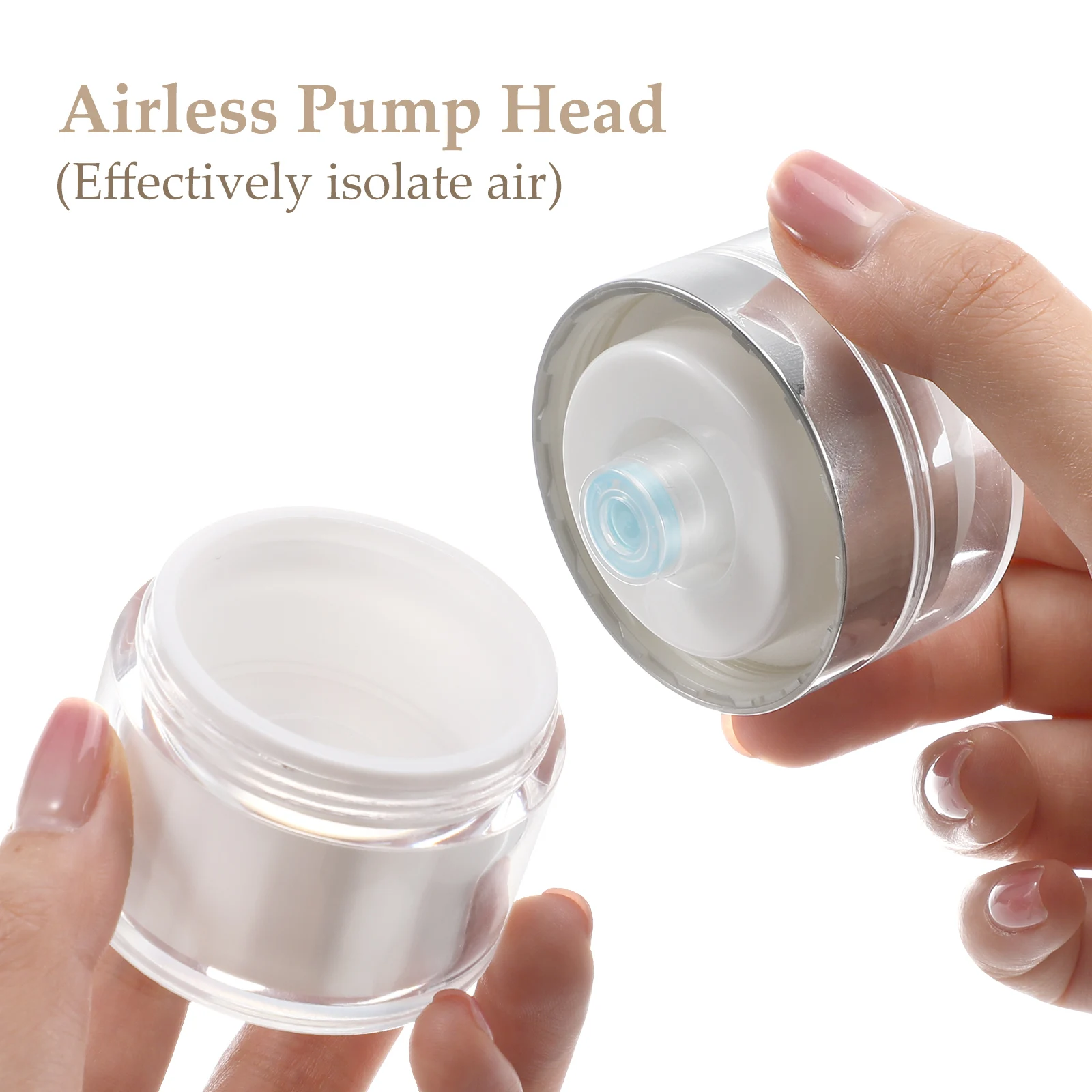 

2Pcs Reusable Airless Lotion Bottle White Pump Cream Sub Bottles Portable Cosmetics Container Sturdy PP Material