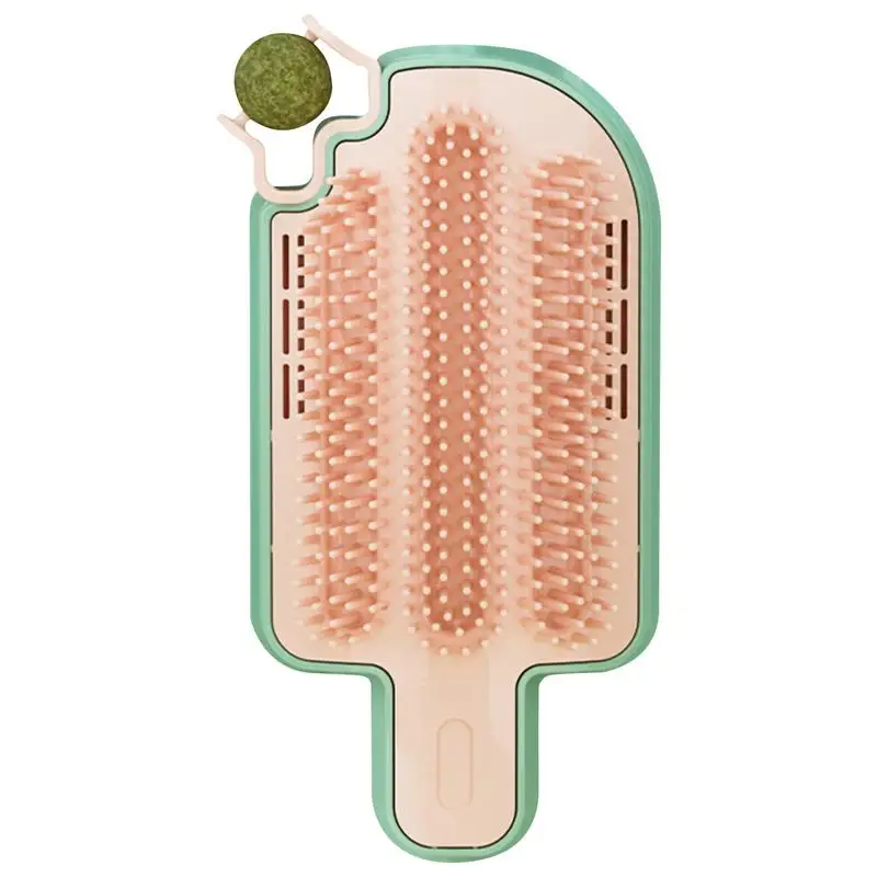 Cat Corner Groomer Grooming Hair Brush with Catnip Ball Scratcher Comb Grooming Tool Massage Comb for Long Short Hair Cats