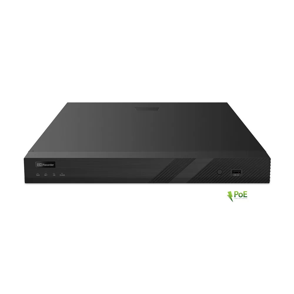 Economical YCX Brand OEM H.265 8MP 4K 16CH CCTV POE NVR Support 2 SATA HDD, APP Guard Viewer 112M Bandwidth