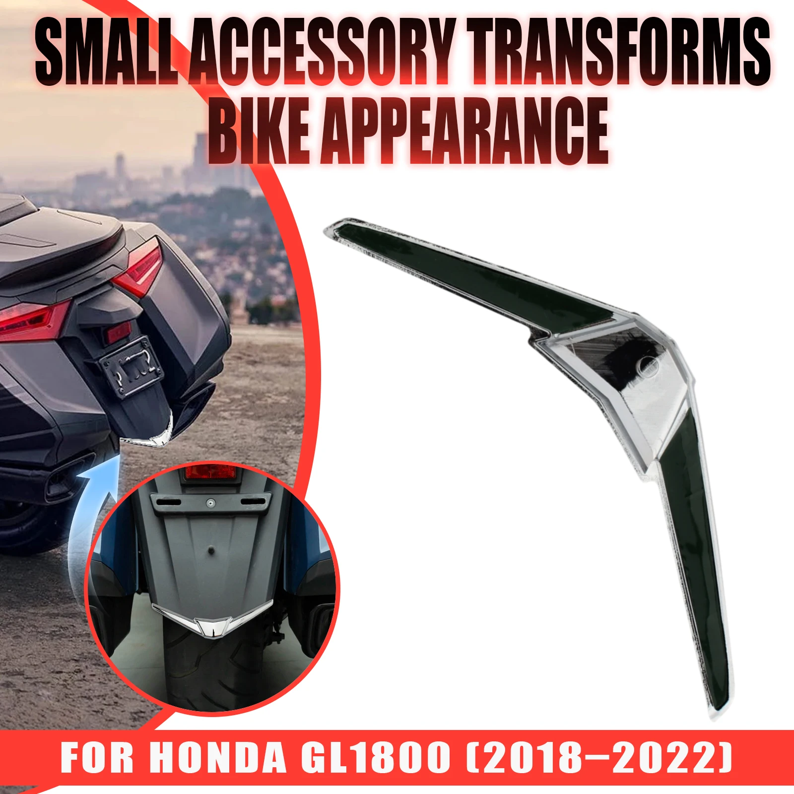 For Honda Goldwing GL1800 2018 2019-2022 Motorcycle Chrome ABS Rear Fender Tip Trim Cover Side Fairing Decorative Trims