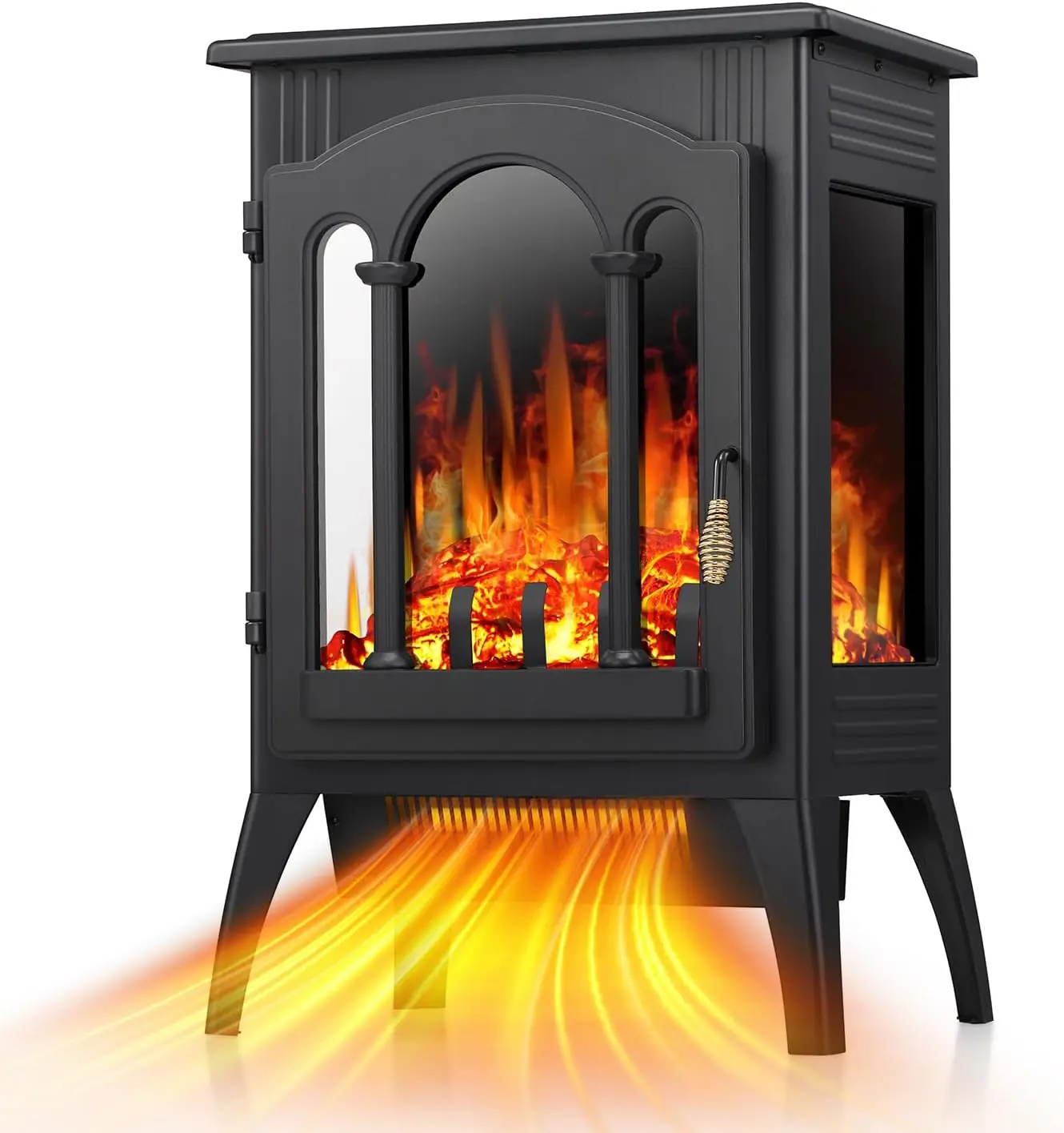 

Electric Fireplace Stove Heater with Thermostat, 16' Infrared Faux Fireplace, 2 Heat Modes, Cool Touch, Overheat Protection