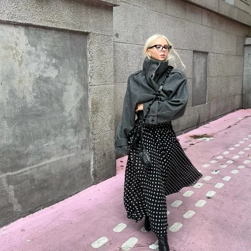 

Fashion Casual Solid Loose Jackets Women Full Sleeve Single Breasted Stand Collar Short Coats 2026 NEW Autumn Lady Outwears