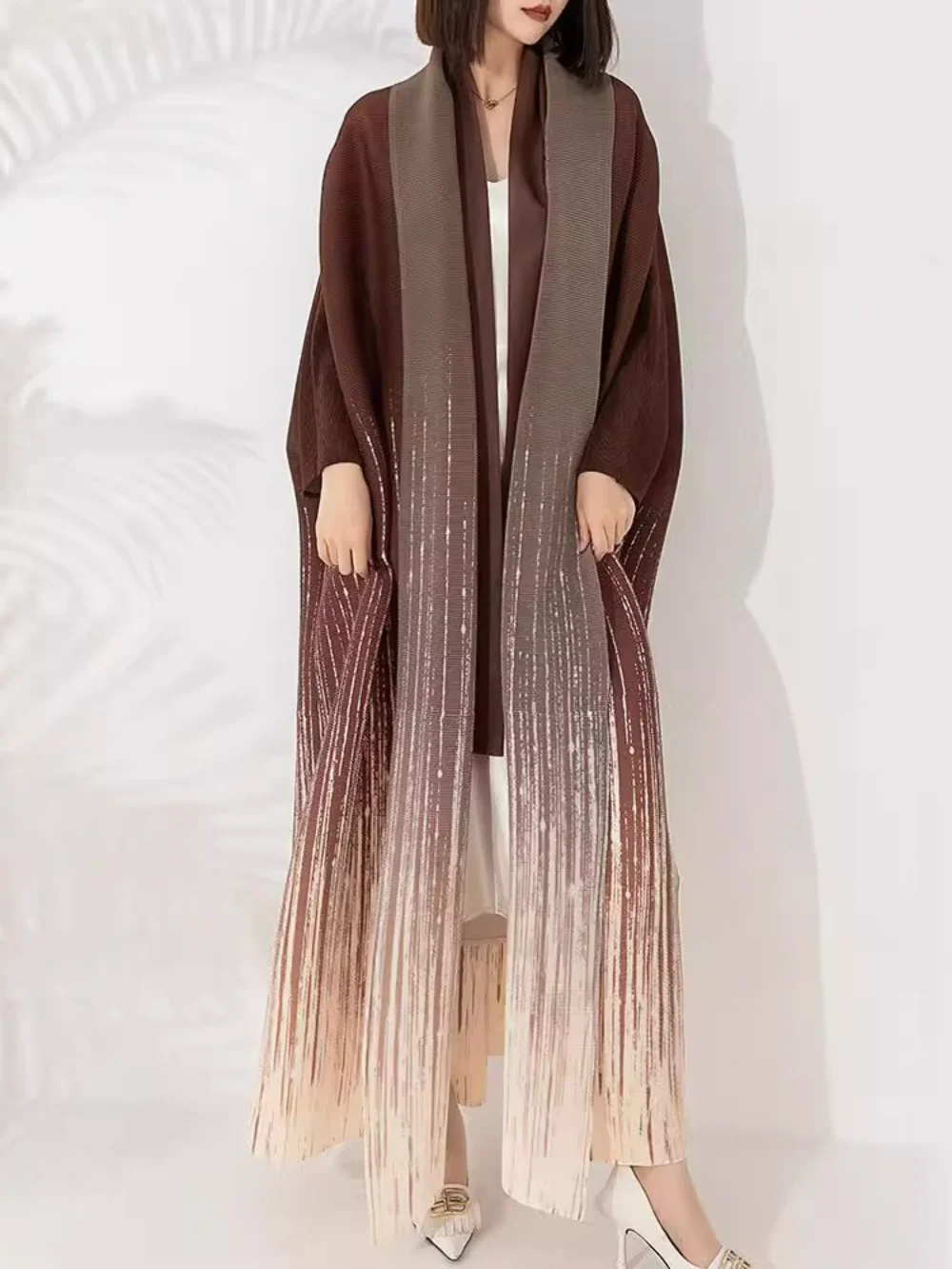 

Pleated Cardigan Abaya Dubai Women Eid Long Dresses Muslim Caftan Robe Elegant Morocco Kaftan Vestidos Largos Jalabiya Ramadan