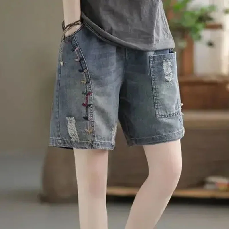 

Women's Denim Shorts Jeans Y2k Baggy Modern Woman Pants Short Jean Womens New Kpop Korean Reviews Clothes Youthful Wide Summer