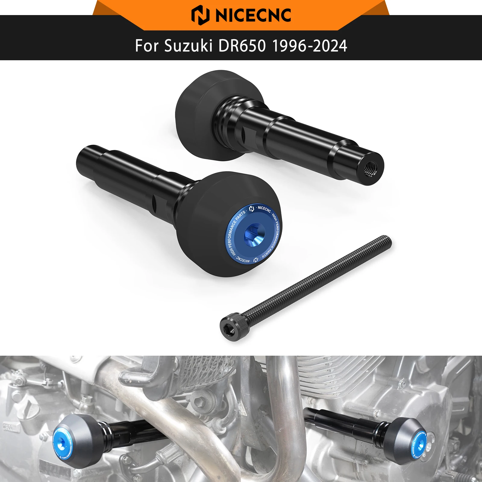 

For Suzuki DR650 1996–2025 NICECNC Motorcycle Frame Sliders Engine Guard Crash Protector For Suzuki DR650 S DR 650 SE 2024 2023