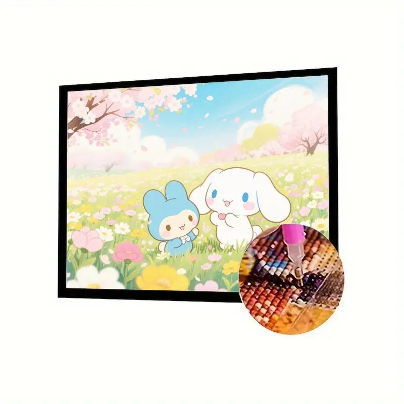 

1 шт. 5D DIY Diamond Painting Kit — милое Sanrio Cinnamoroll & My Sweet Piano (синий кролик) в цвете вишни, полевая сцена Ful