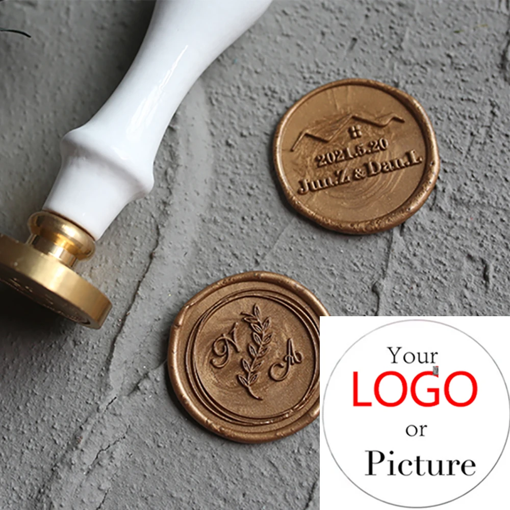 Custom Seal Wax Seal Stamp Customized with Own Logo Wedding Invitation Birthday Gift Stamp Replaceable Handle Stamp Crafts Seal