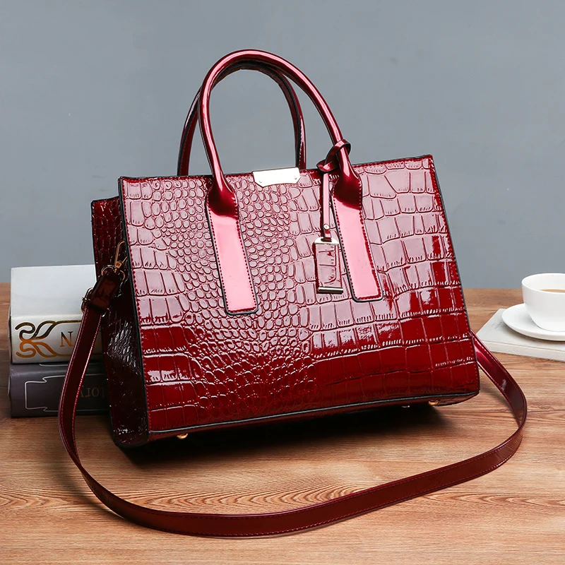 Large Capacity Crocodile Pattern Women Shoulder Tote Bag Leather Purses and Handbags for Women Designer Luxury Ladies Hand Bags