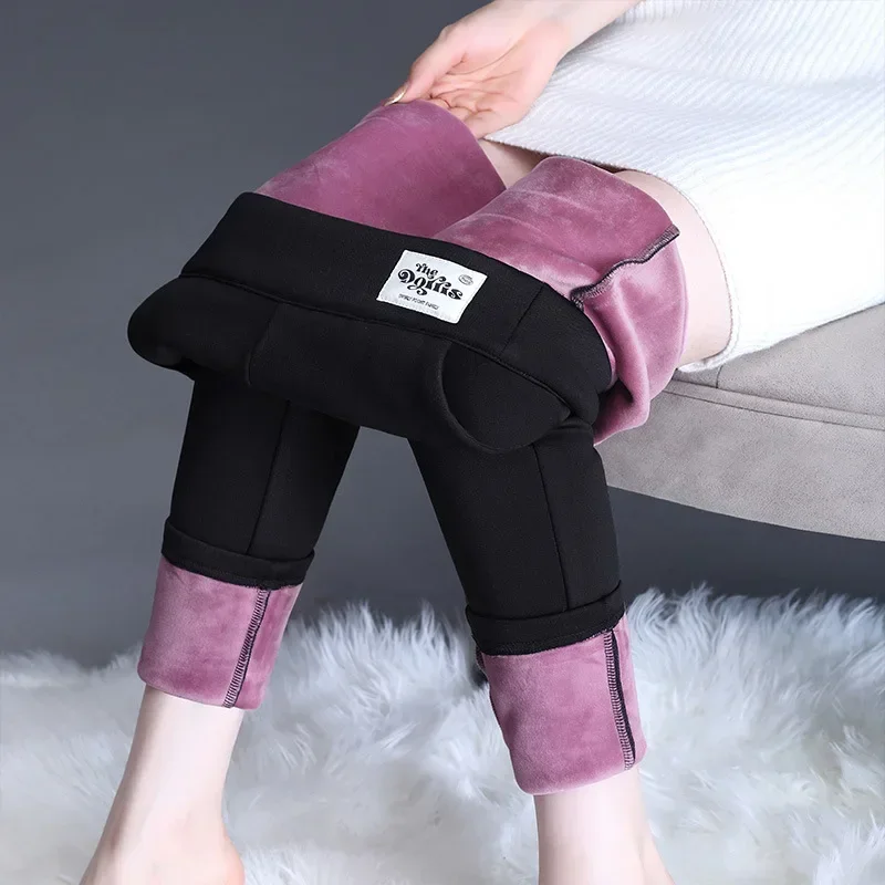 Damskie grube legginsy polarowe, damskie ciepłe spodnie ołówkowe z wysokim stanem, zimowe spodnie rozciągliwe w dużych rozmiarach