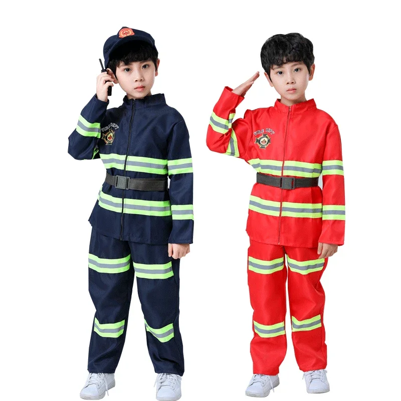 Kinder Feuerwehr mann Halloween Cosplay Uniform Spielzeug Kinder Sam Feuerwehr männer Rolle Arbeit Kleidung Anzug Junge Mädchen Leistung Party Kostüme