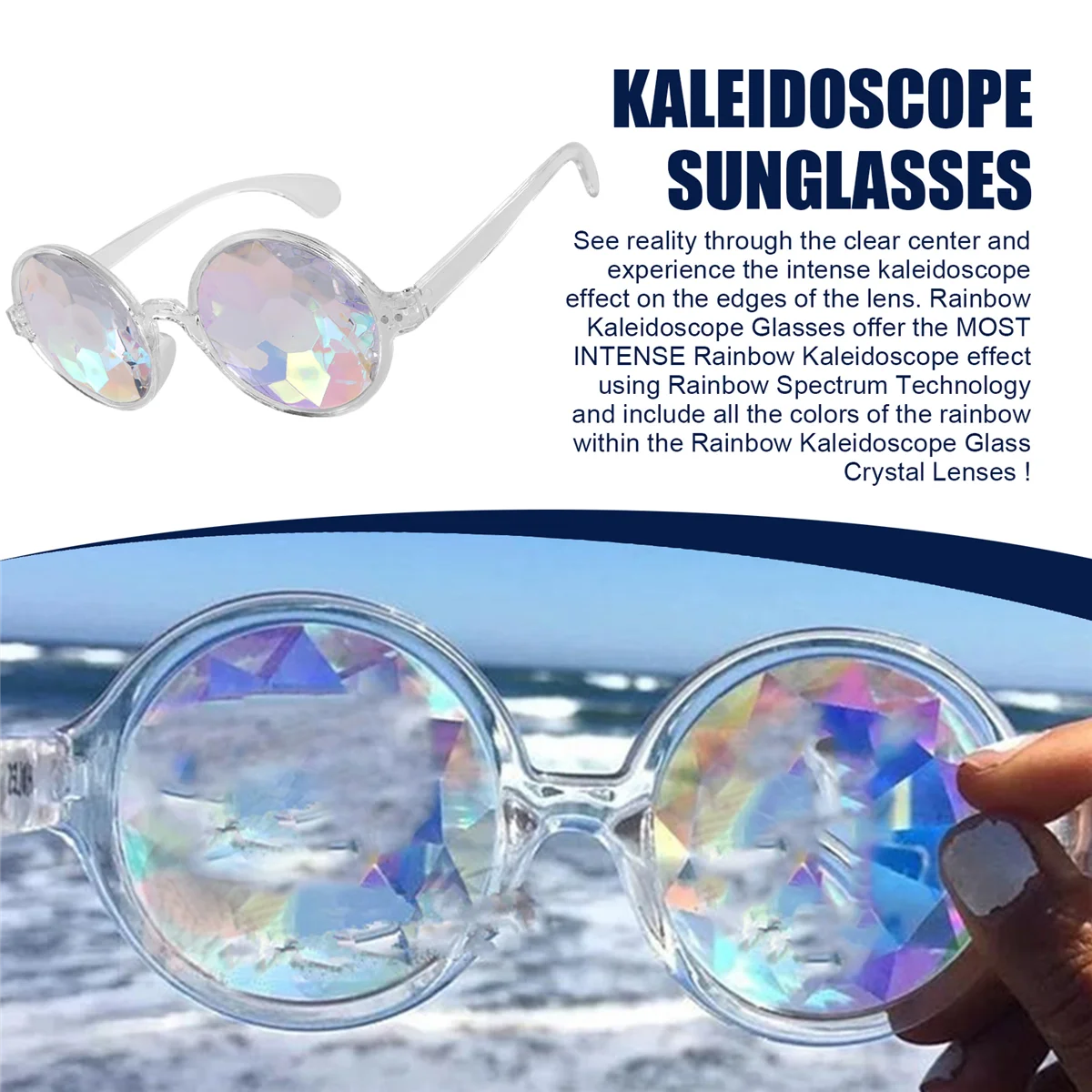 【Today-Only!】Kaleidoscope Glasses Rave Festival Party Sunglasses Diffracted Lens-Transparent