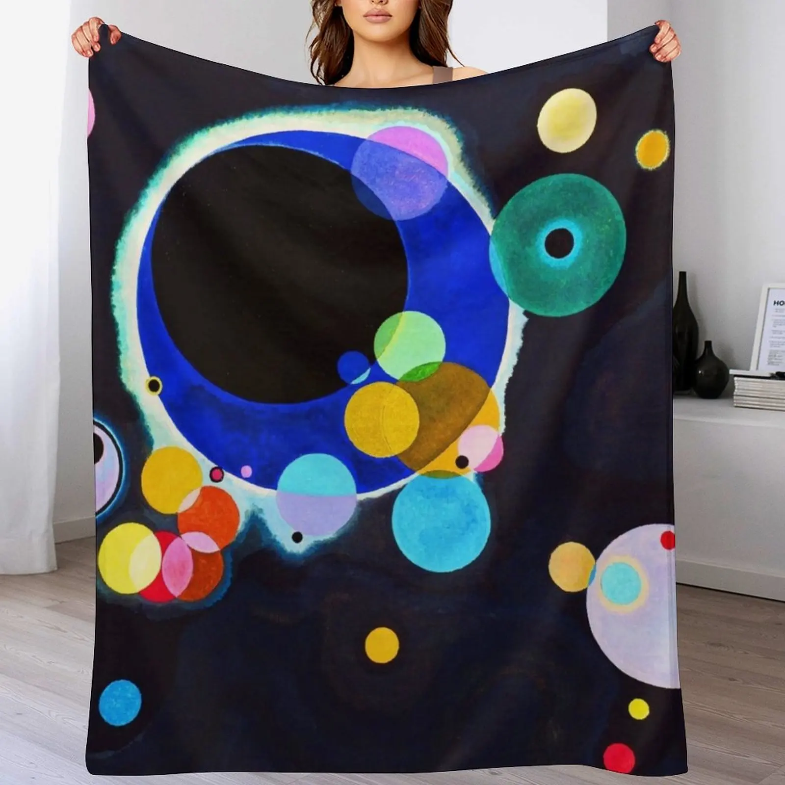 

KANDINSKY HD - Several Circles 1926 Art Throw Blanket Plaid on the sofa Sofa Throw Cute Plaid Soft Plaid Blankets