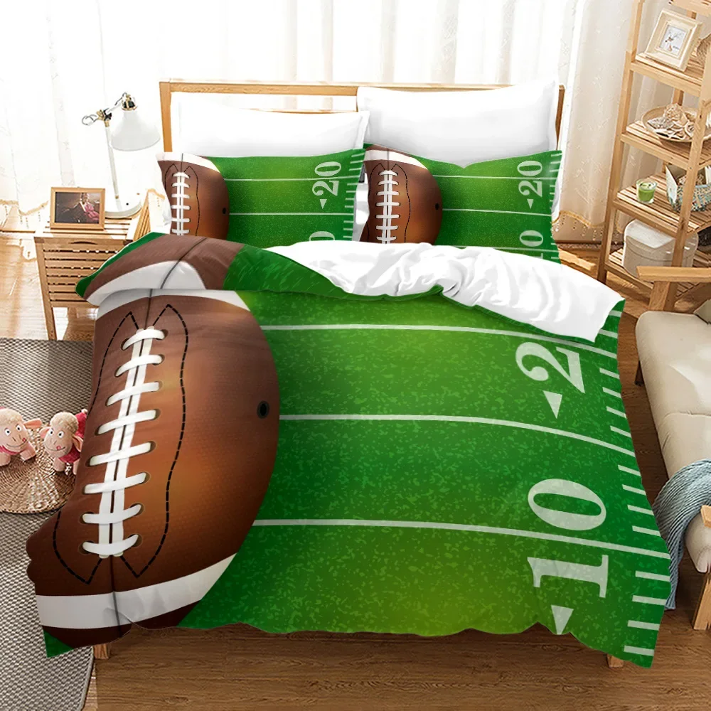 Football Duvet Cover King/Queen Size Rugby Game Bedding Set for Boys Teens Men Sports Enthusiasts Athletes Polyester Quilt Cover