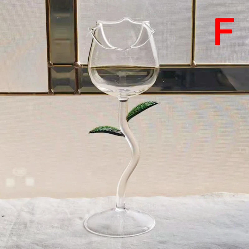 Rose Flower Shape Wine Glass Cup Fancy Red Wine Goblet Wine Cocktail Glasses Party Barware Drinkware 1pc