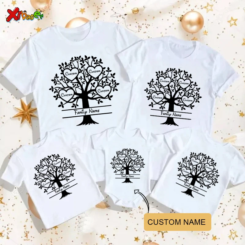 

Family Matching Outfits Party Custom Name Toddler Baby T Shirt Girl Outfit Familia Dad Mom Daughter Kids Matching Boys Clothes