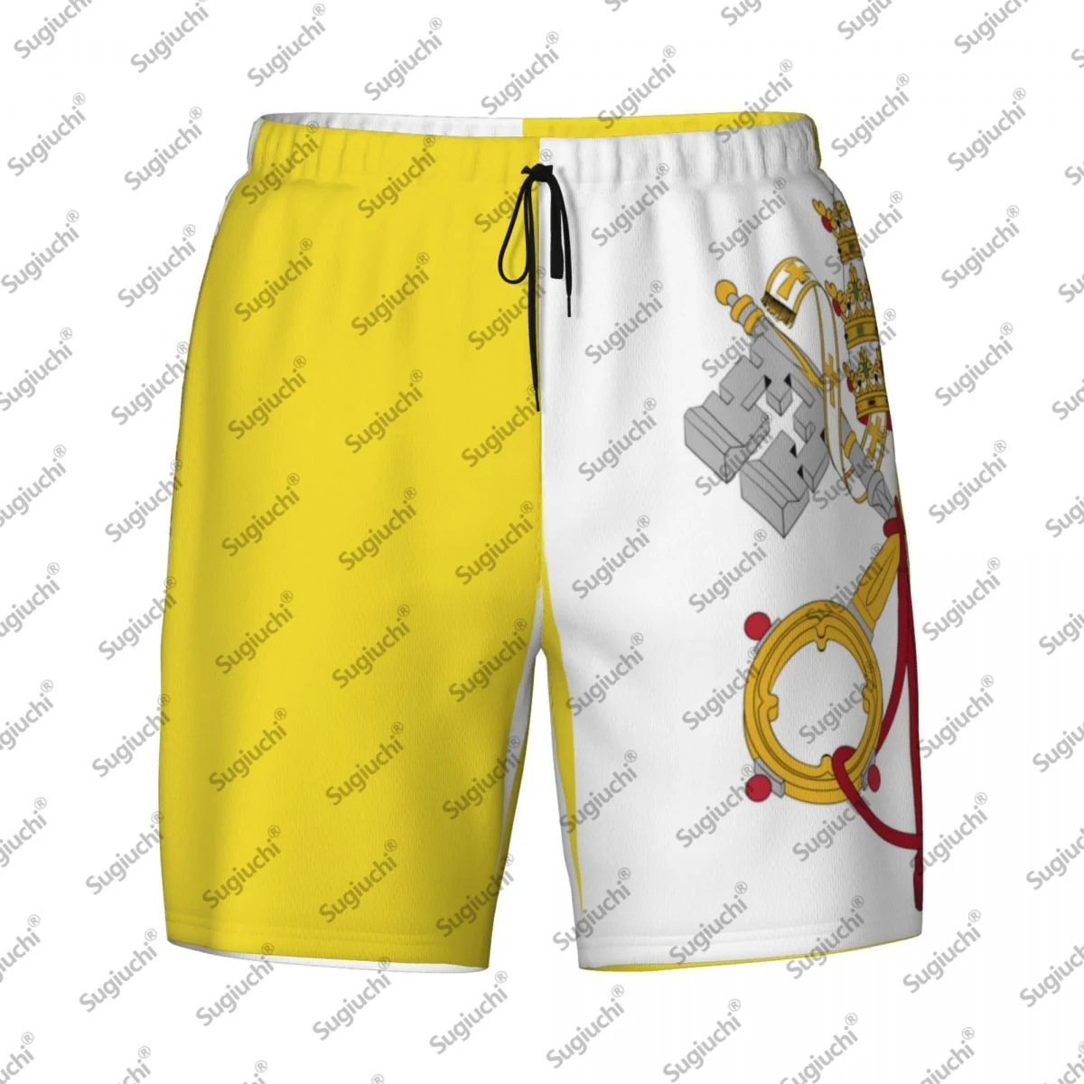 

2025 Верхний принт с флагом Ватикана и 3D мужские плавки Гавайский купальный пляж 2 в 1, быстросохнущие летние шорты для плавания с карманами