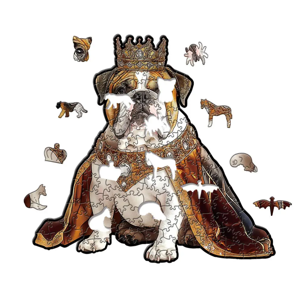 Irregular Wooden Animal Jigsaw Puzzle Unique Shape Koala Tiger Bulldog Horse Cat Elf Wood Puzzle for Adults Home Decoration