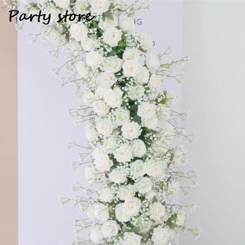 White Rose Arch flower Wedding Party Background Decoration Event Layout Floral Arrangement Horn Arch Frame Decor Event Prop